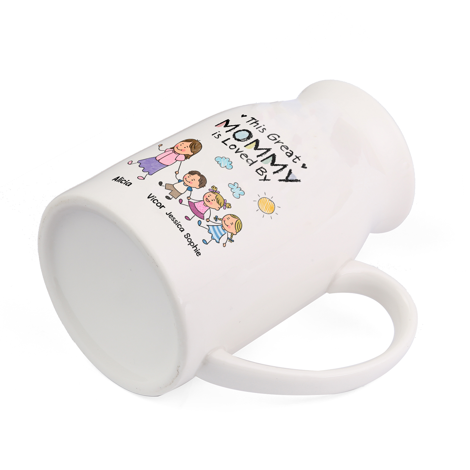 Personalized Ceramic Flower Vase For Grandma Customized With 1–8 Names And Sweet Child Figures