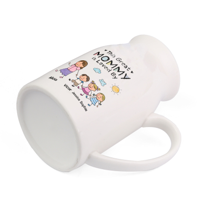 Personalized Ceramic Flower Vase For Grandma Customized With 1–8 Names And Sweet Child Figures