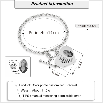 Memorial Heart Bracelet - A piece of my heart is in Heaven