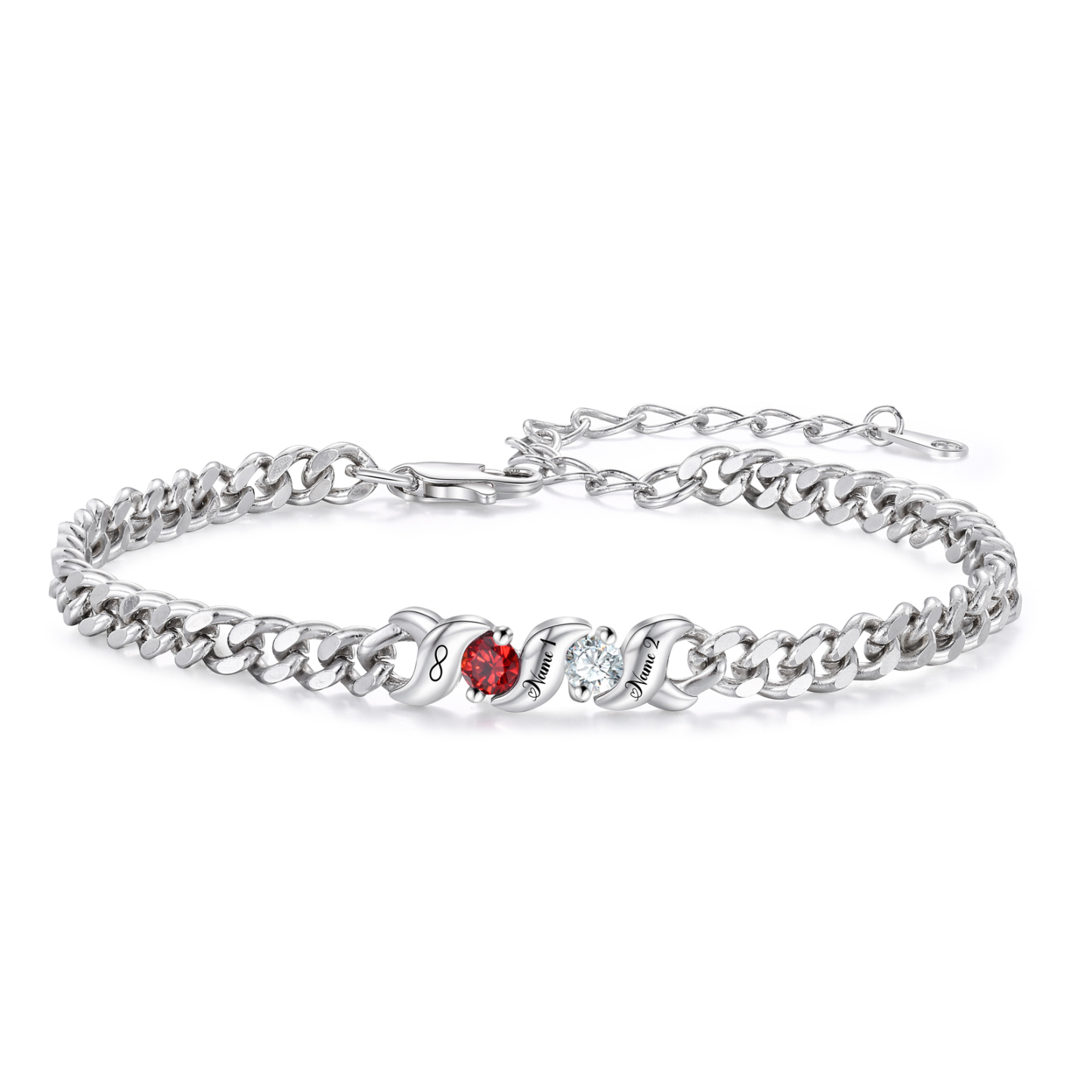 Personalized Cuban Link Bracelet Custom with 1–5 Names and Birthstones