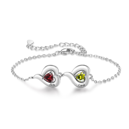 Personalized 1-5 Names Adjustable Heart Birthstone Bracelet | Jessemade