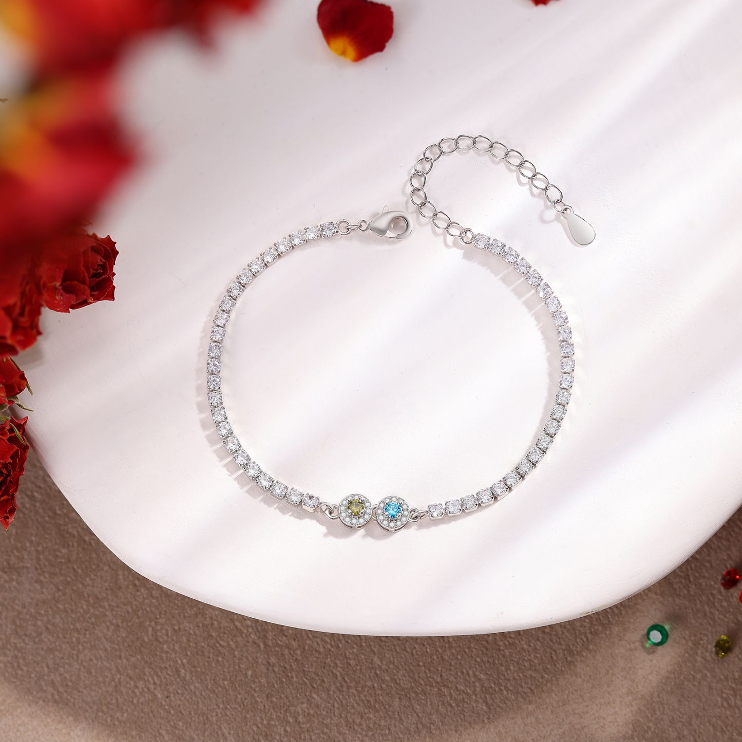 Personalized Birthstone Tennis Bracelet with 2–5 Stones