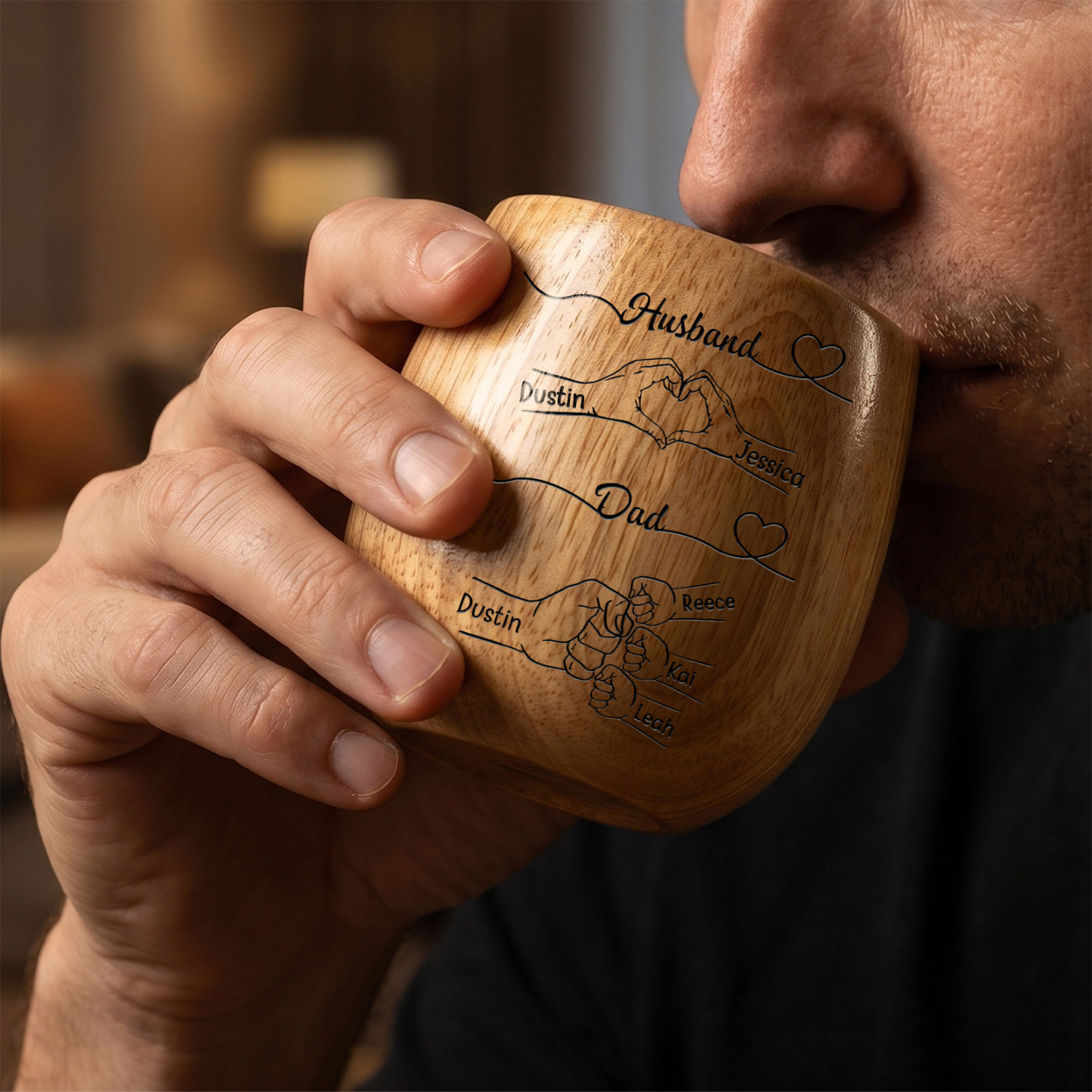 Personalized Wooden Whisky Tumbler for Husband or Dad