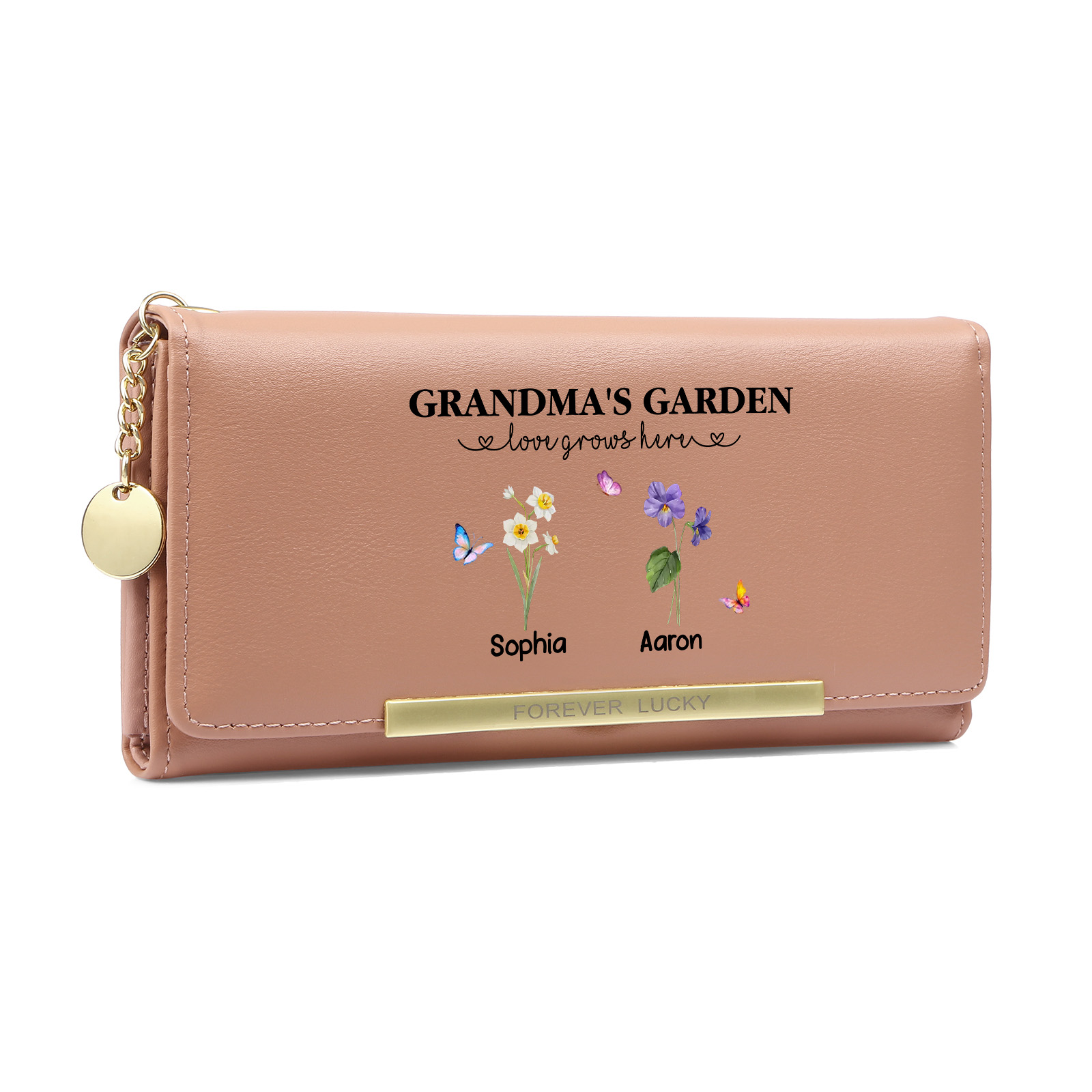 Grandparents Day Grandma Wallet Custom 1-6 Birth Flowers Names Mother’s Day Gift | Jessemade