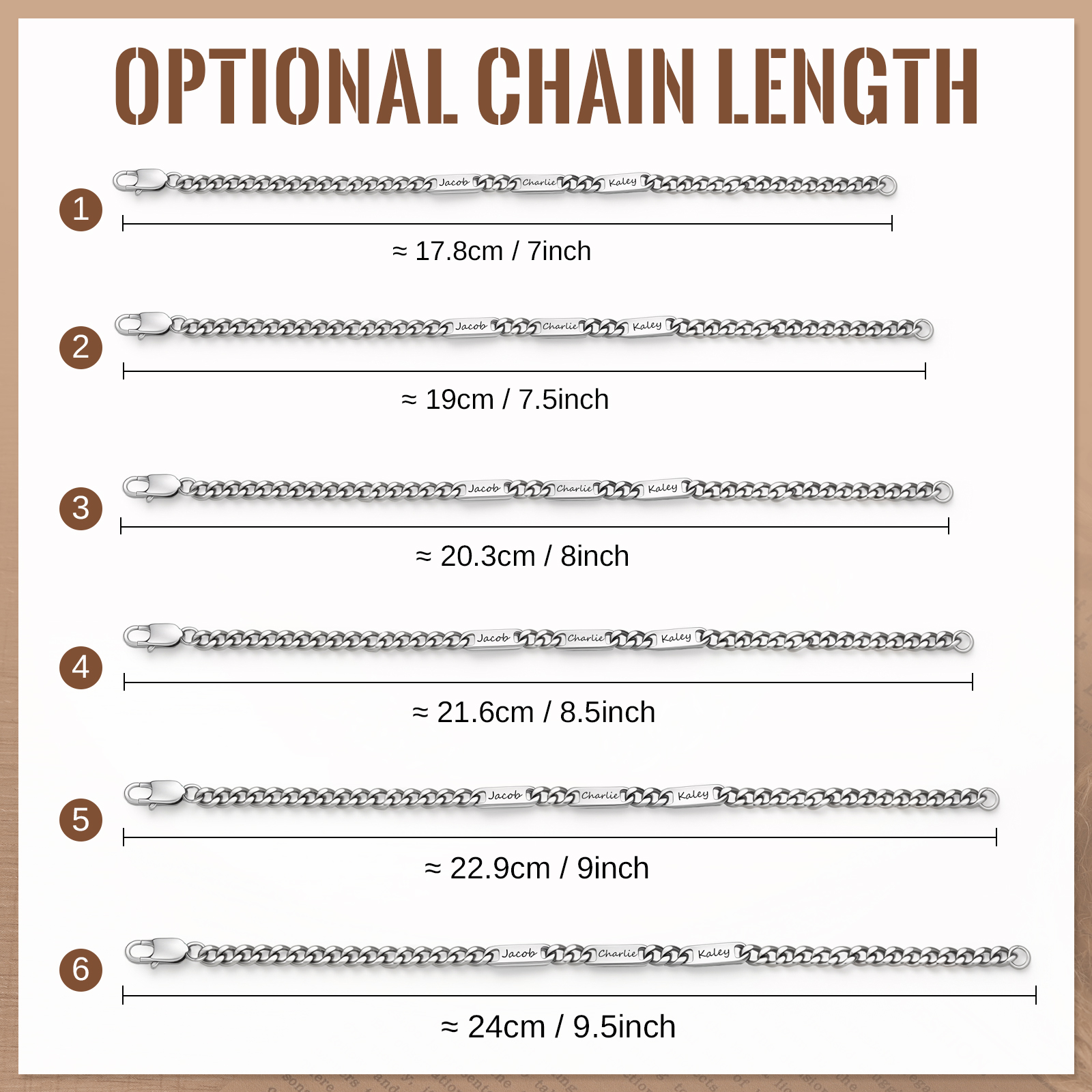 Personalized Cuban Link Bracelet For Men Customized with 2-6 Name Stainless Steel