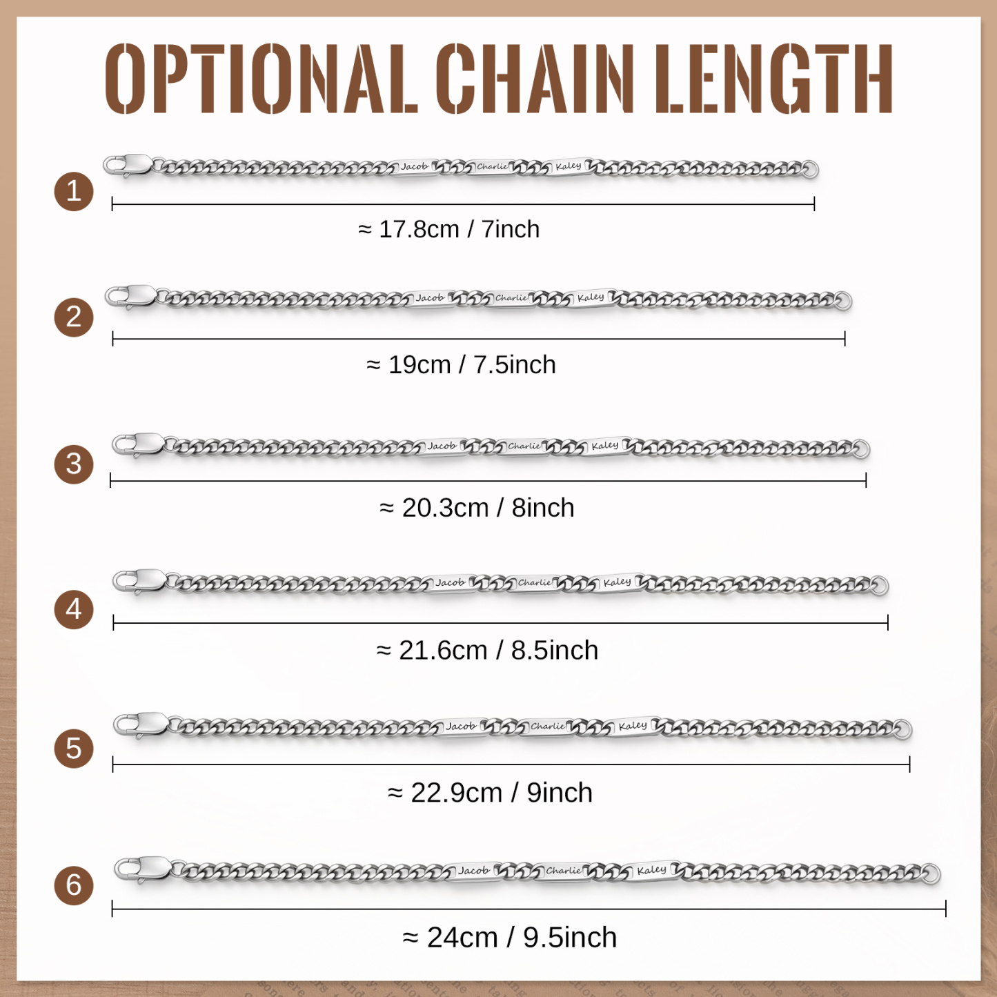 Personalized Cuban Link Bracelet For Men Customized with 2-6 Name Stainless Steel