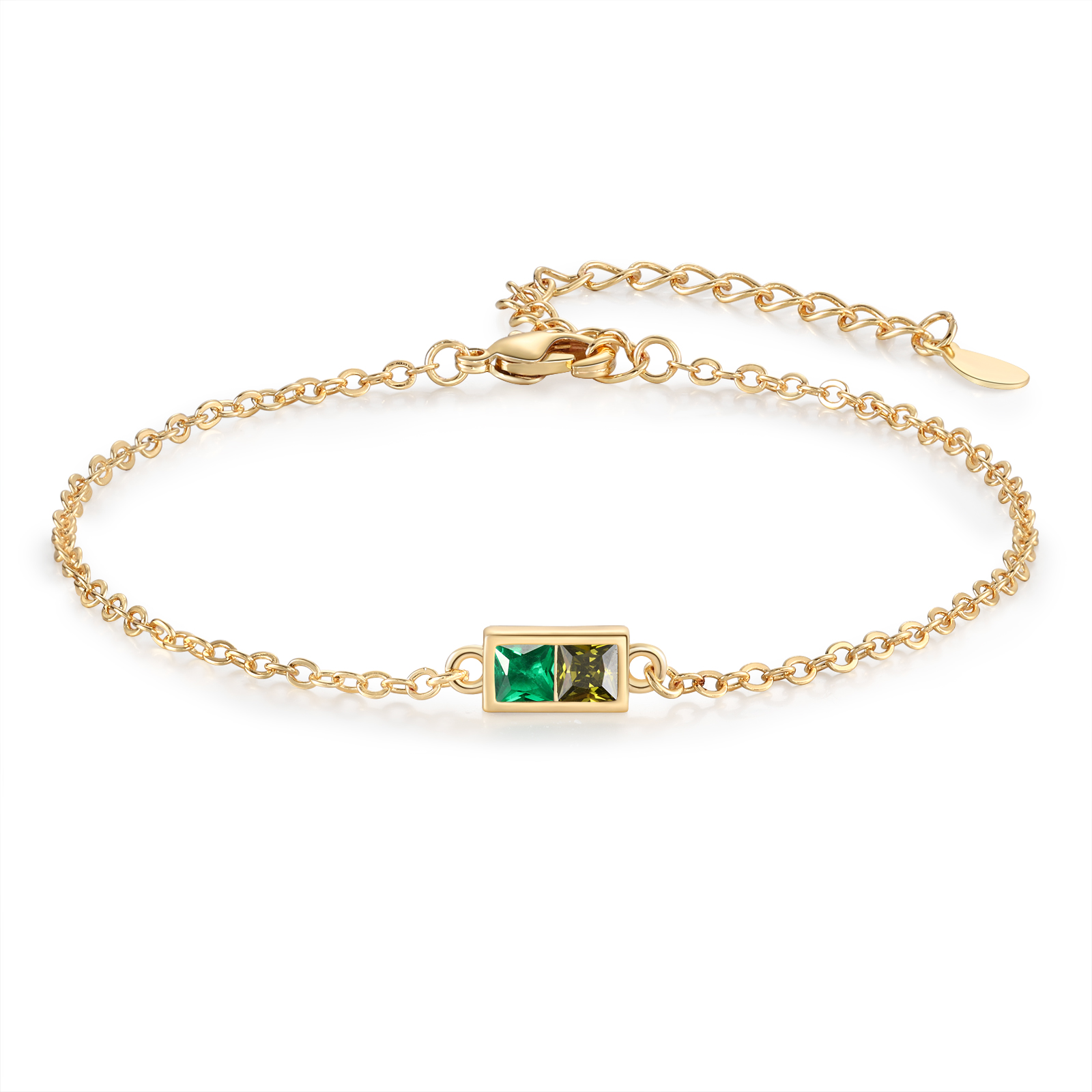 S925 Sterling Silver Family Birthstone Bracelet Customizable with 1–6 Stones Minimalist Gold Bracelet