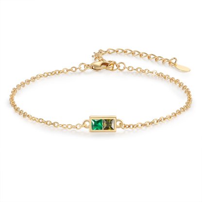 S925 Sterling Silver Family Birthstone Bracelet Customizable with 1–6 Stones Minimalist Gold Bracelet