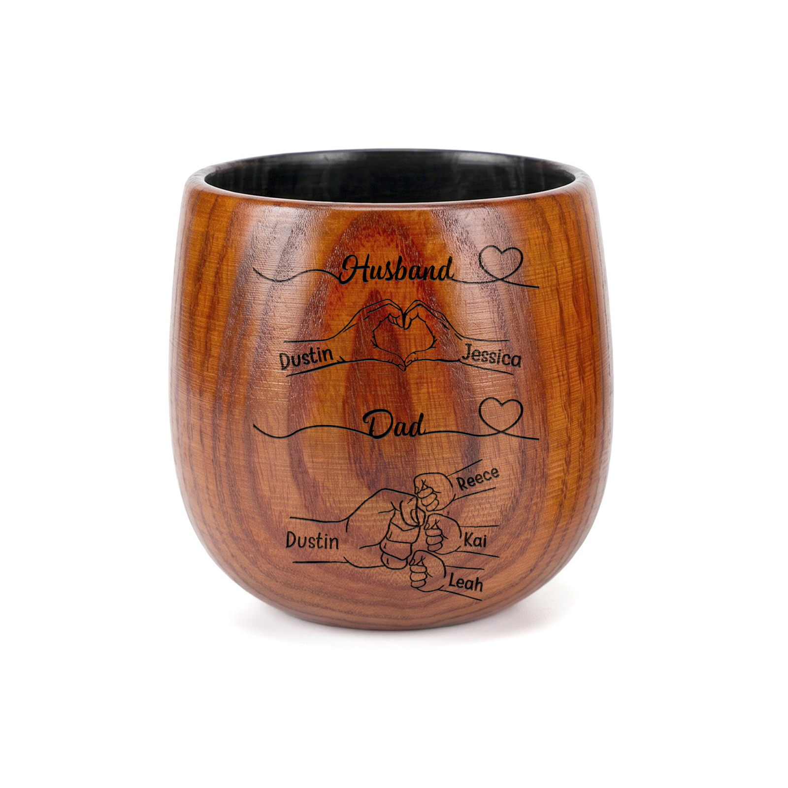 Personalized Wooden Whisky Tumbler for Husband or Dad