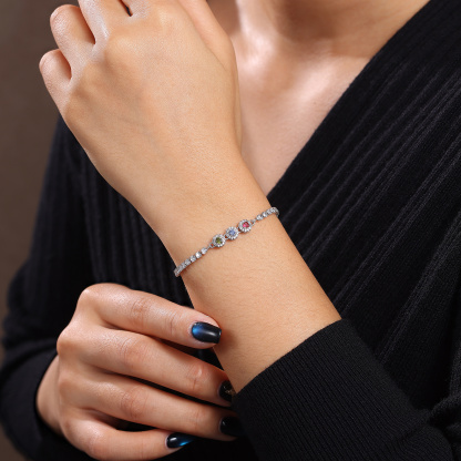 Personalized Birthstone Tennis Bracelet with 2–5 Stones