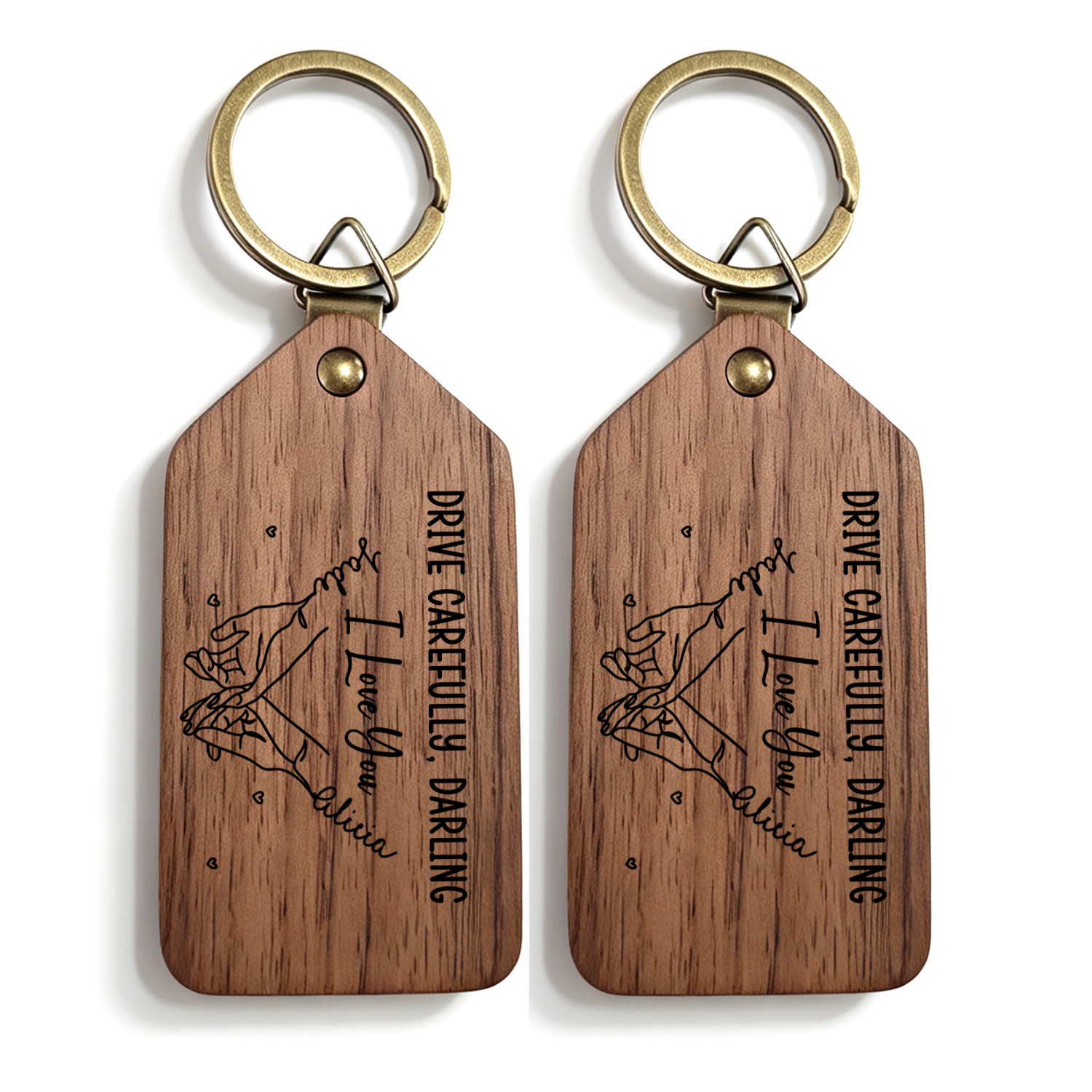 Personalized Wooden Pinky Promise Photo Keychain