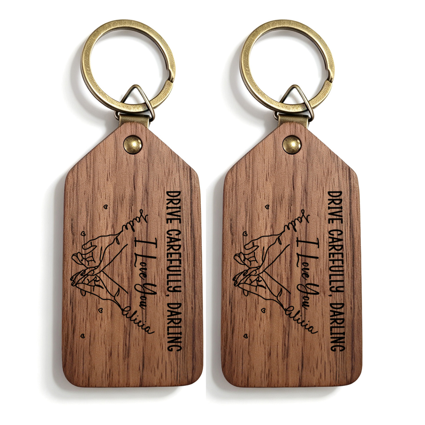Personalized Wooden Pinky Promise Photo Keychain