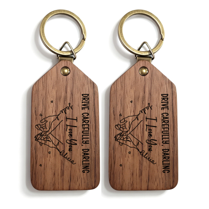 Personalized Wooden Pinky Promise Photo Keychain