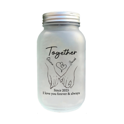 Custom Couple Frosted Mason Jar Night Light