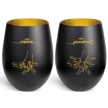 Personalized Glass Candle Holder Holding Hand with 2–14 Children's Names First Mom Now Grandma