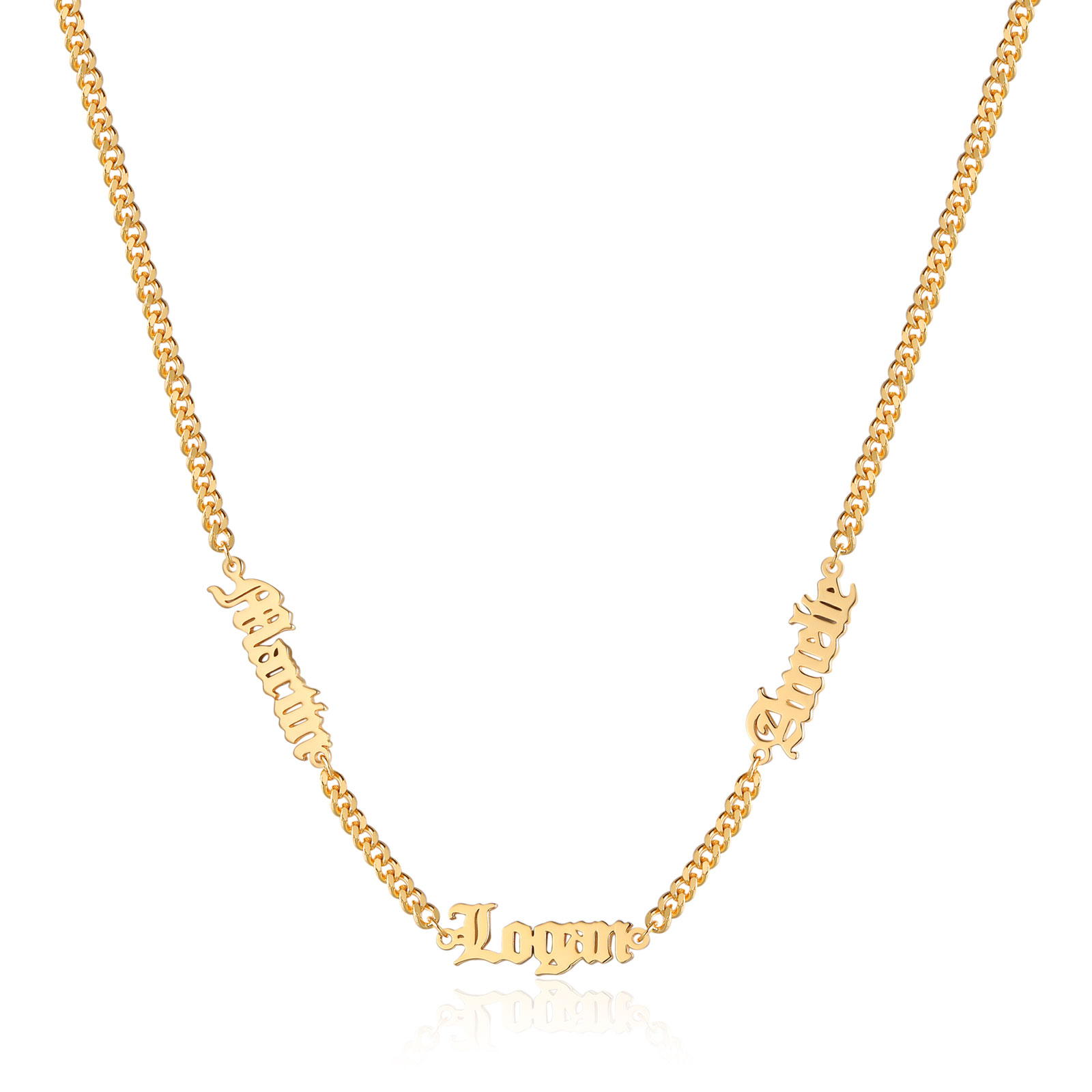 Personalized Gothic Men's Necklace with 1-5 Names