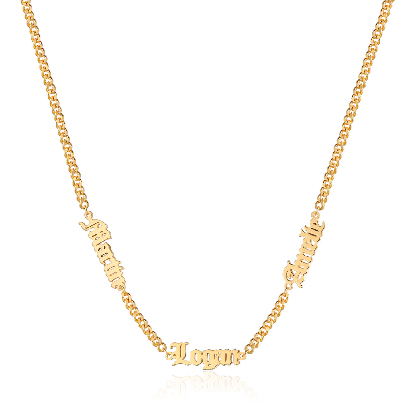 Personalized Gothic Men's Necklace with 1-5 Names