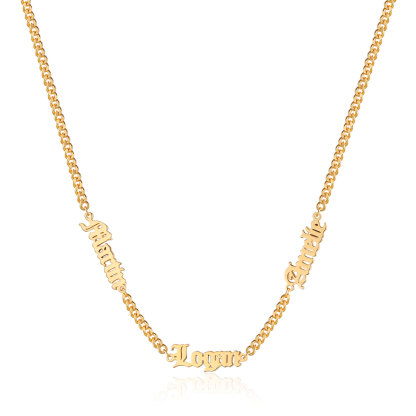 Personalized Gothic Men's Necklace with 1-5 Names