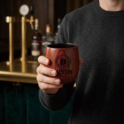 Personalized Wooden Whiskey Tumbler Engraved Name Cup for Dad or Grandpa