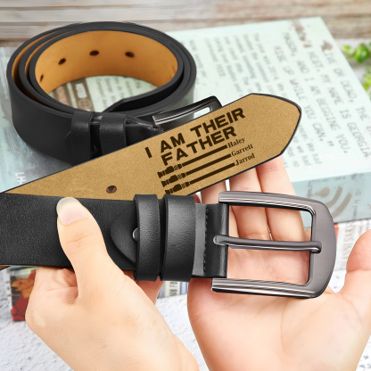 Personalized Leather Belt I Am Their Father Engraved with 1-6 Names