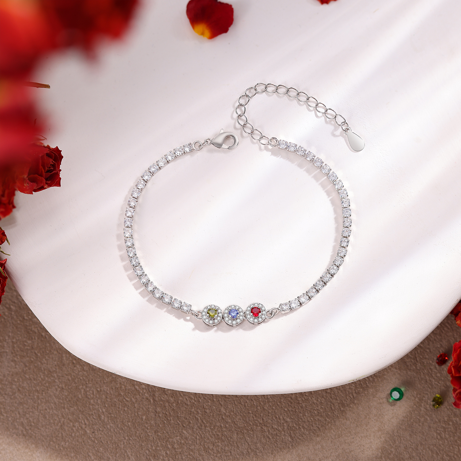 Personalized Birthstone Tennis Bracelet with 2–5 Stones