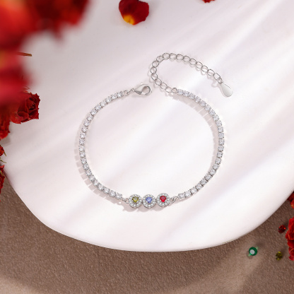 Personalized Birthstone Tennis Bracelet with 2–5 Stones