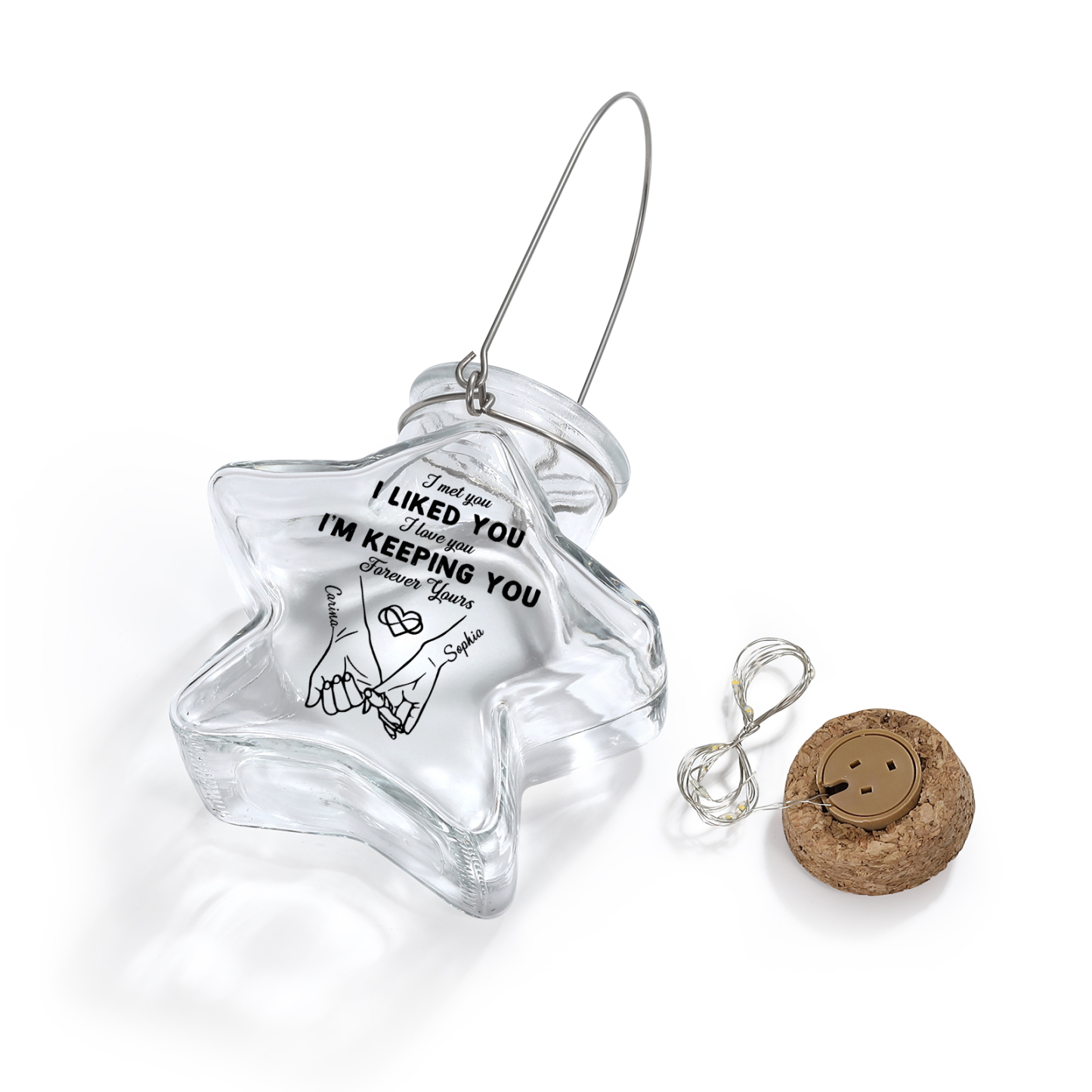 Personalized Star Glass LED Fairy Light Love Jar Night Lamp