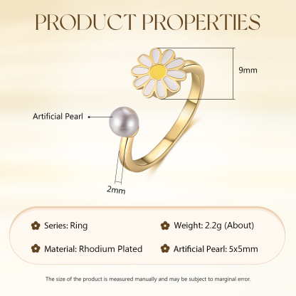 Open Finger Rings Daisy Flower Anxiety Worry Fidget Spinner Ring