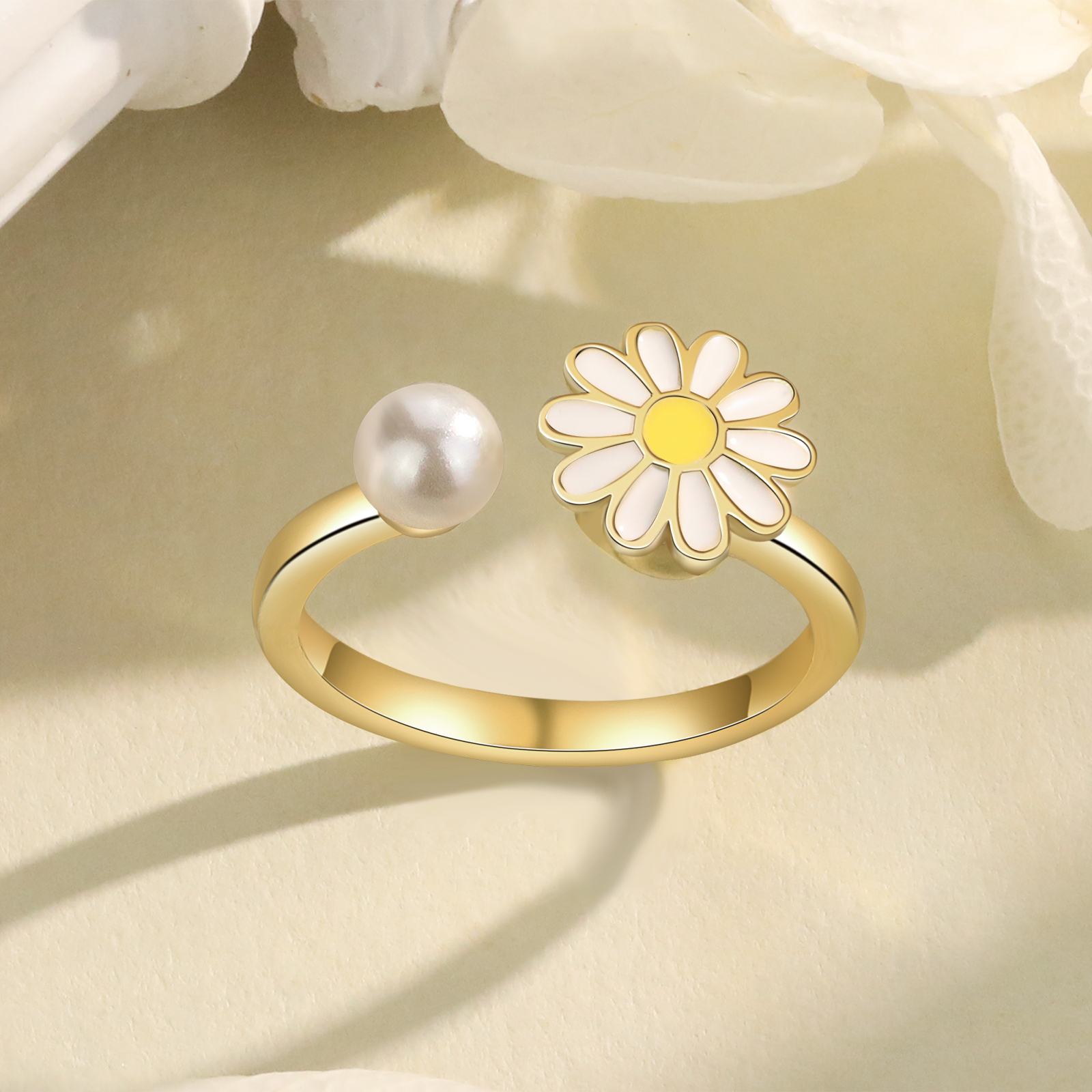 Open Finger Rings Daisy Flower Anxiety Worry Fidget Spinner Ring