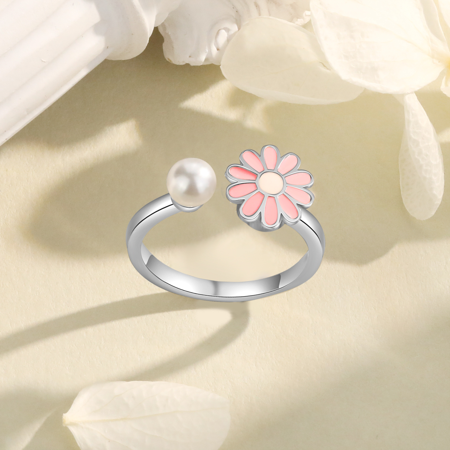 Open Finger Rings Daisy Flower Anxiety Worry Fidget Spinner Ring