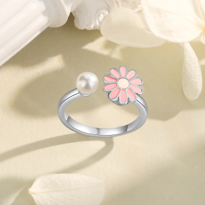 Open Finger Rings Daisy Flower Anxiety Worry Fidget Spinner Ring