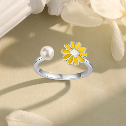 Open Finger Rings Daisy Flower Anxiety Worry Fidget Spinner Ring