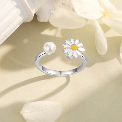 Open Finger Rings Daisy Flower Anxiety Worry Fidget Spinner Ring