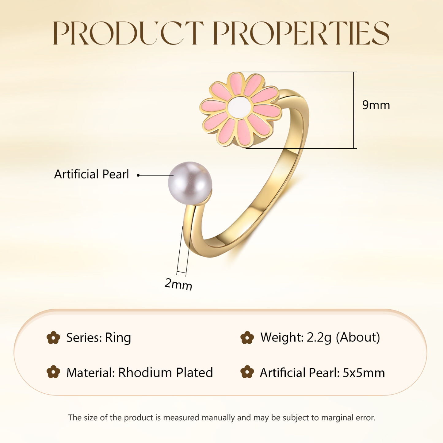 Open Finger Rings Daisy Flower Anxiety Worry Fidget Spinner Ring