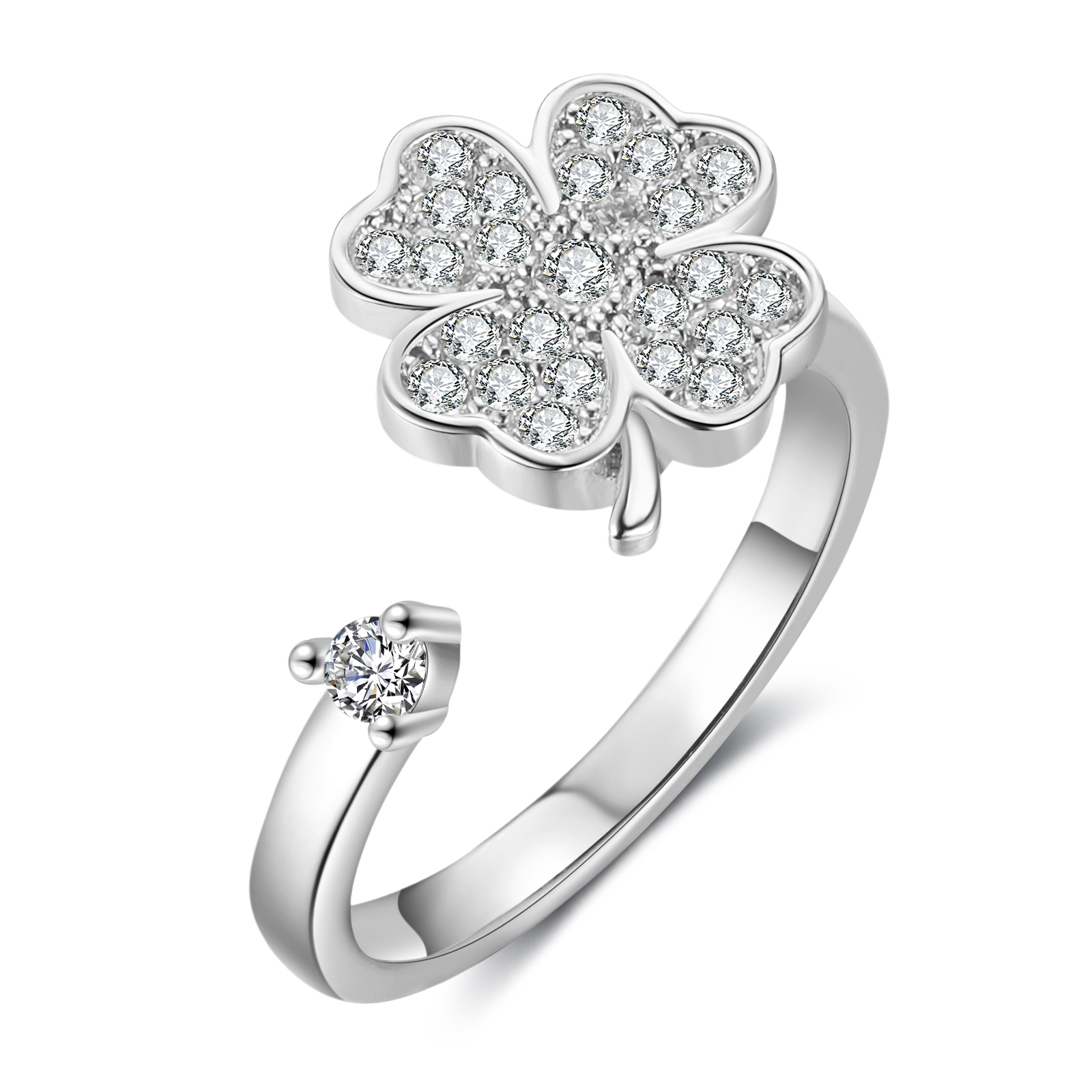 Elegant Clover Cubic Zirconia Adjustable Ring Gift For Women | Jessmade
