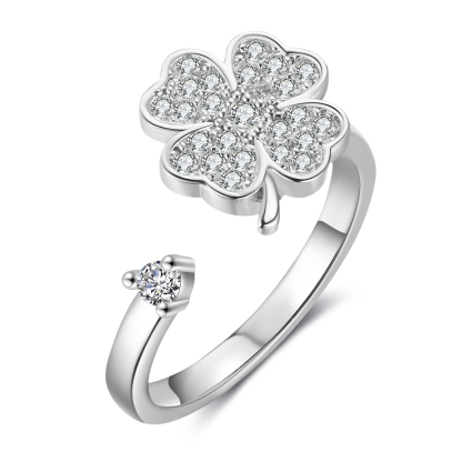 Elegant Clover Cubic Zirconia Adjustable Ring Gift For Women | Jessmade
