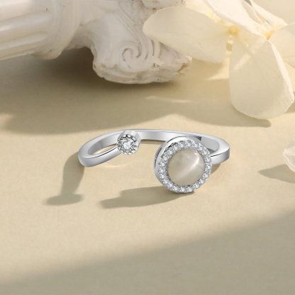 Adjustable Gold-Plated Cat's Eye Ring with Cubic Zirconia Accents - Elegant and Stylish Gift for Women | Jessmade