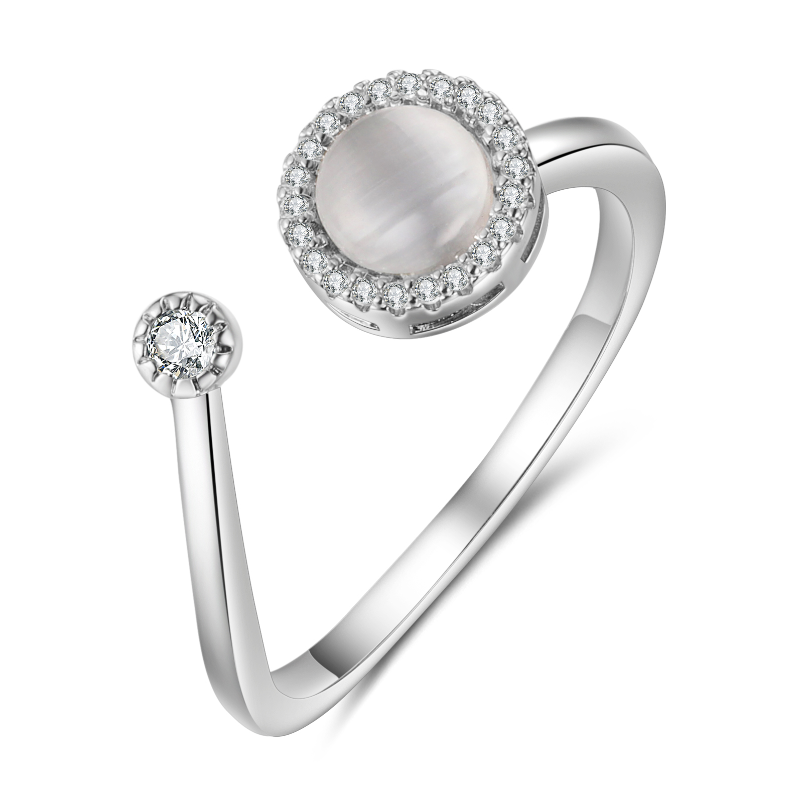 Adjustable Gold-Plated Cat's Eye Ring with Cubic Zirconia Accents - Elegant and Stylish Gift for Women | Jessmade