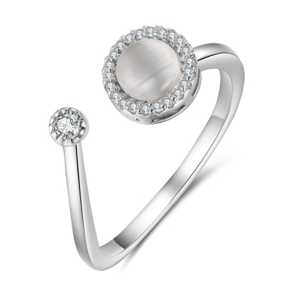 Adjustable Gold-Plated Cat's Eye Ring with Cubic Zirconia Accents - Elegant and Stylish Gift for Women | Jessmade