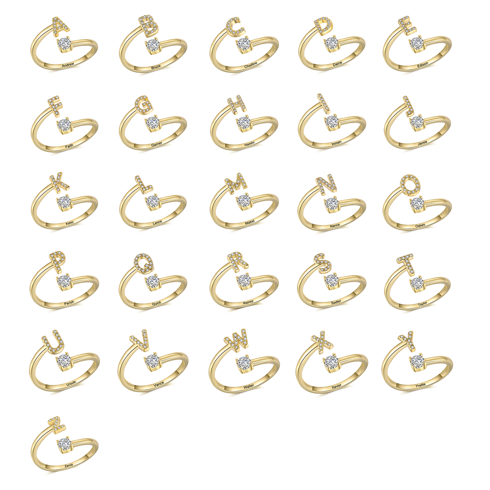 Personalised Women's Ring with Custom Initial and Name Elegant Christmas Gift for Her | Jessemade