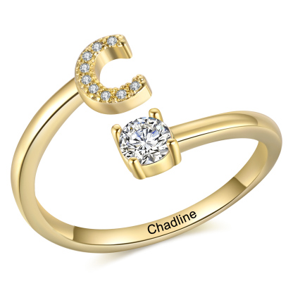 Personalised Women's Ring with Custom Initial and Name Elegant Christmas Gift for Her | Jessemade