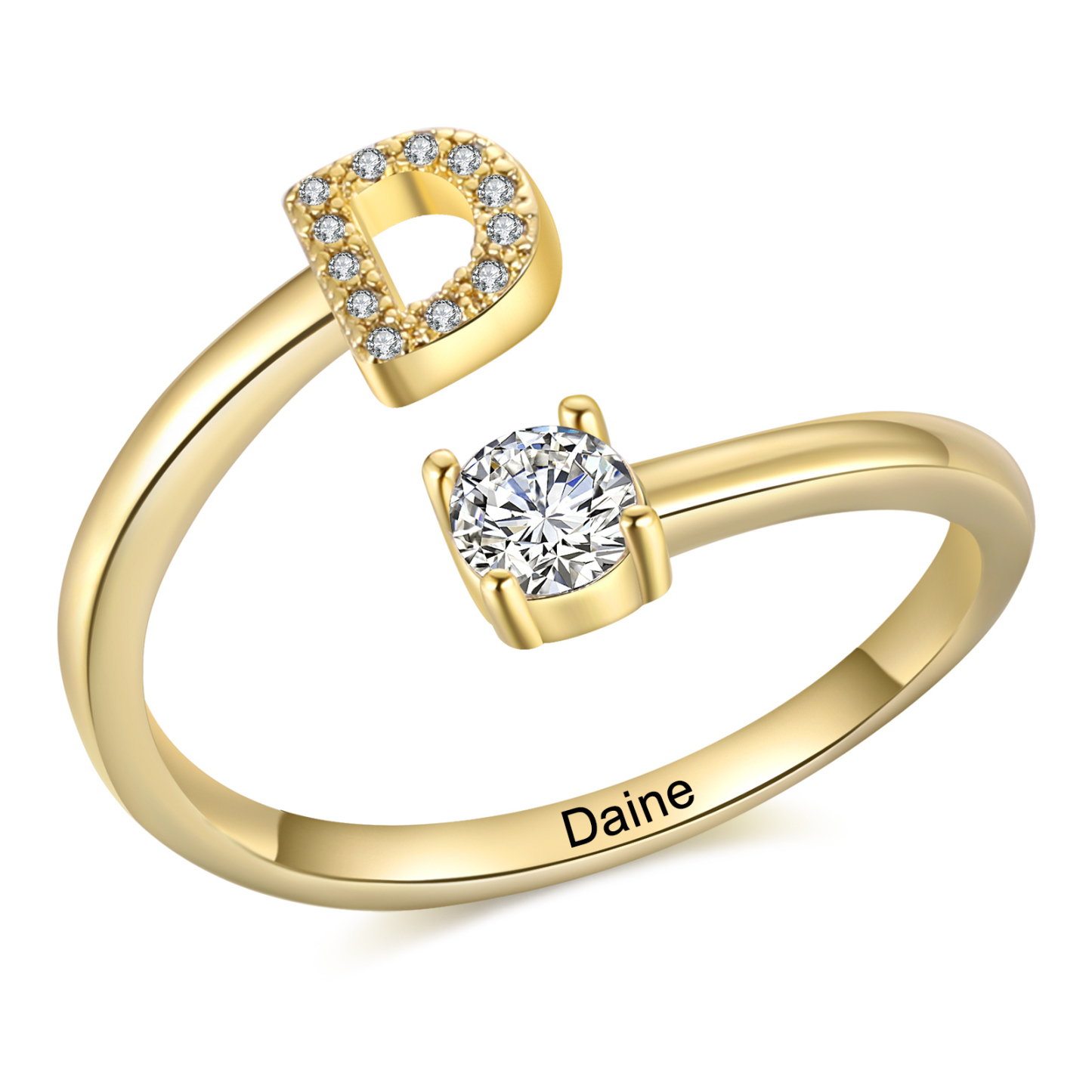 Personalised Women's Ring with Custom Initial and Name Elegant Christmas Gift for Her | Jessemade