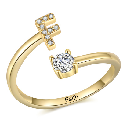 Personalised Women's Ring with Custom Initial and Name Elegant Christmas Gift for Her | Jessemade