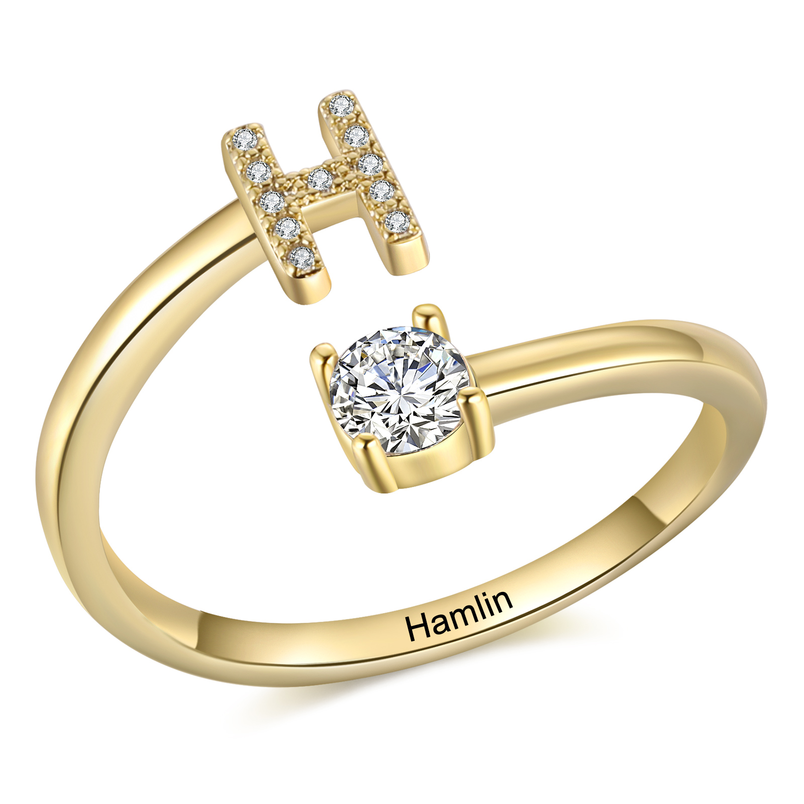 Personalised Women's Ring with Custom Initial and Name Elegant Christmas Gift for Her | Jessemade