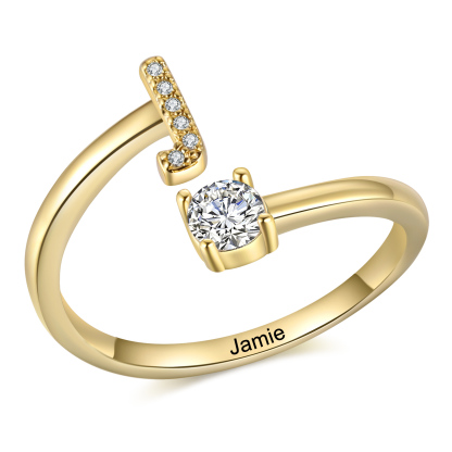 Personalised Women's Ring with Custom Initial and Name Elegant Christmas Gift for Her | Jessemade