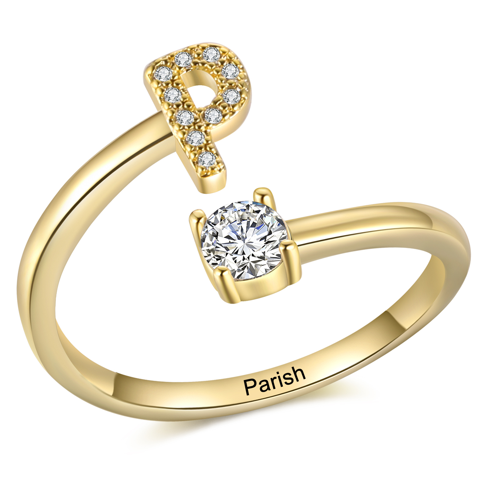 Personalised Women's Ring with Custom Initial and Name Elegant Christmas Gift for Her | Jessemade