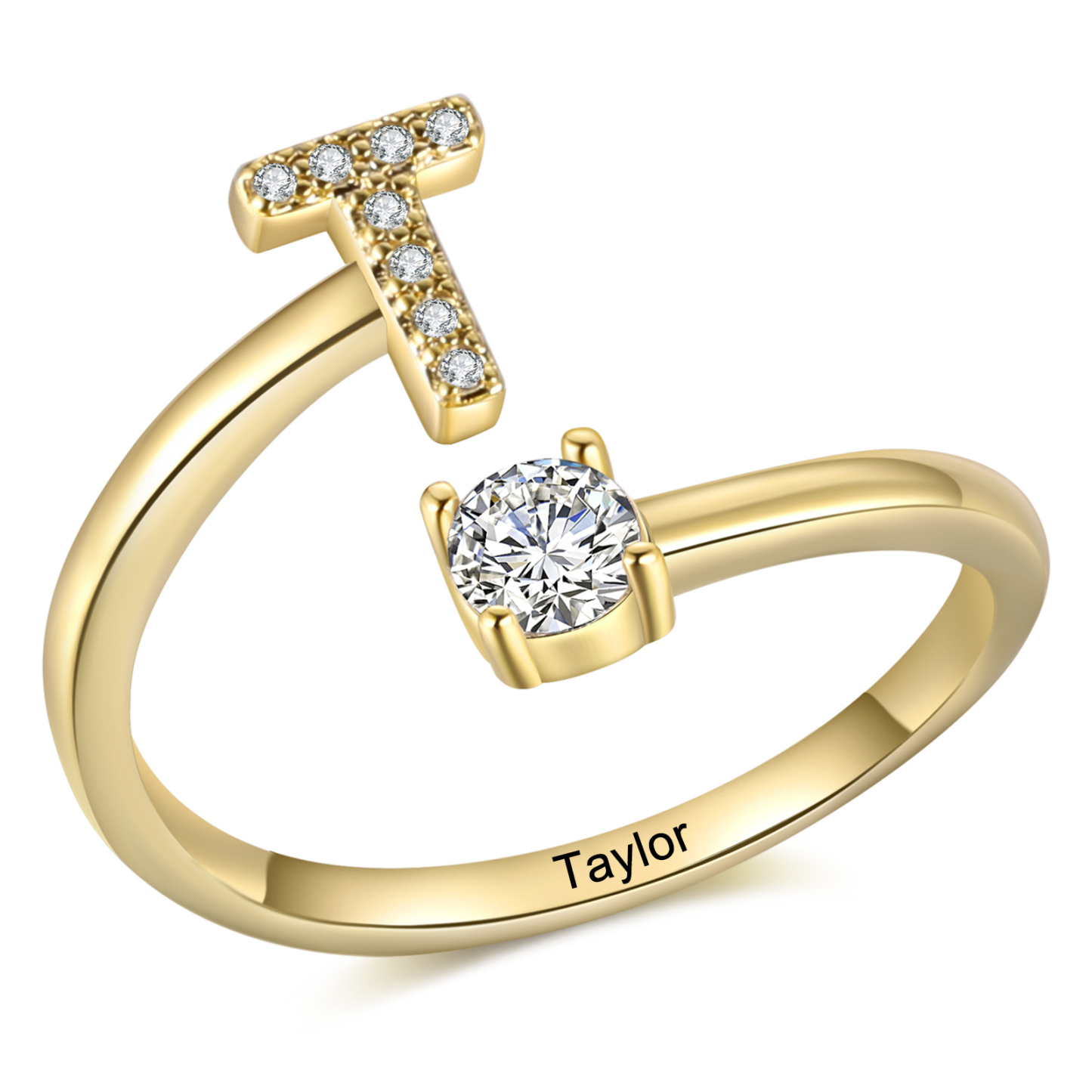 Personalised Women's Ring with Custom Initial and Name Elegant Christmas Gift for Her | Jessemade