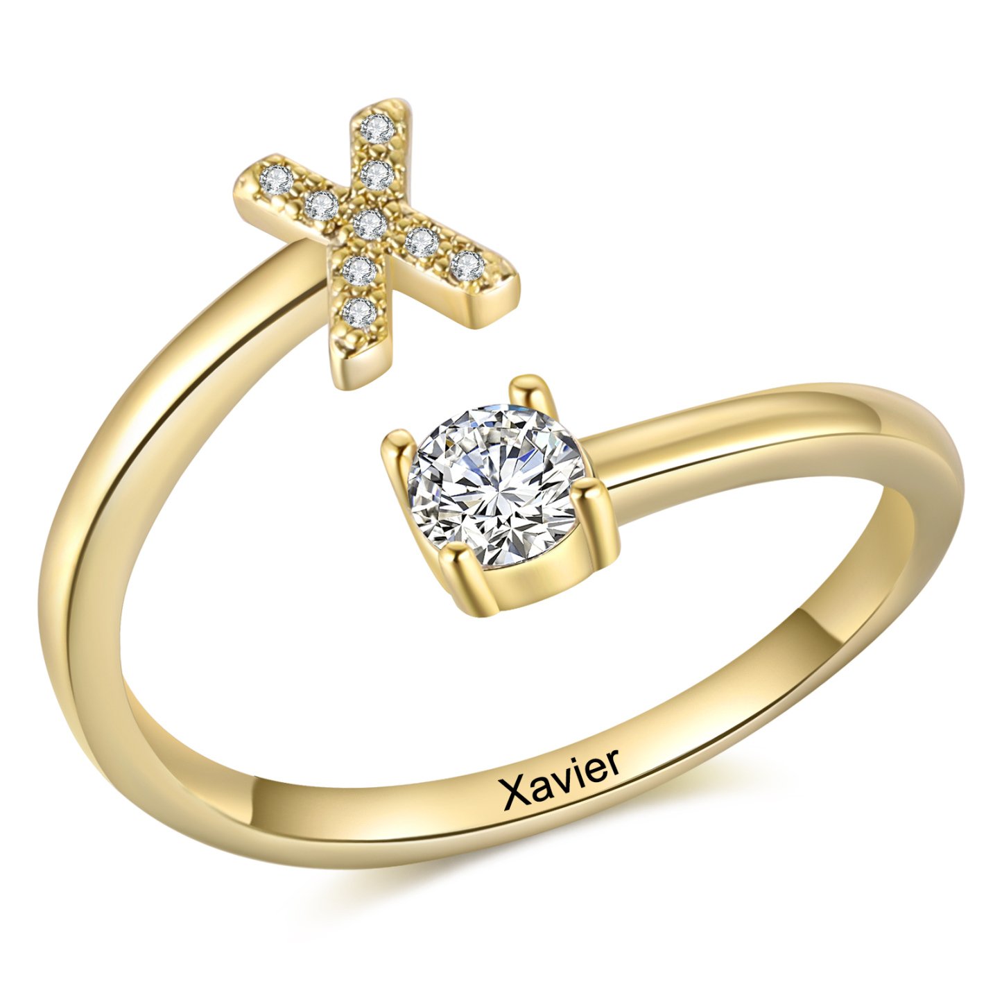 Personalised Women's Ring with Custom Initial and Name Elegant Christmas Gift for Her | Jessemade