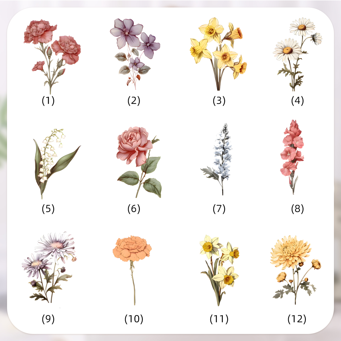 Personalized Jute Tote Bag, Birth Flower Monogram