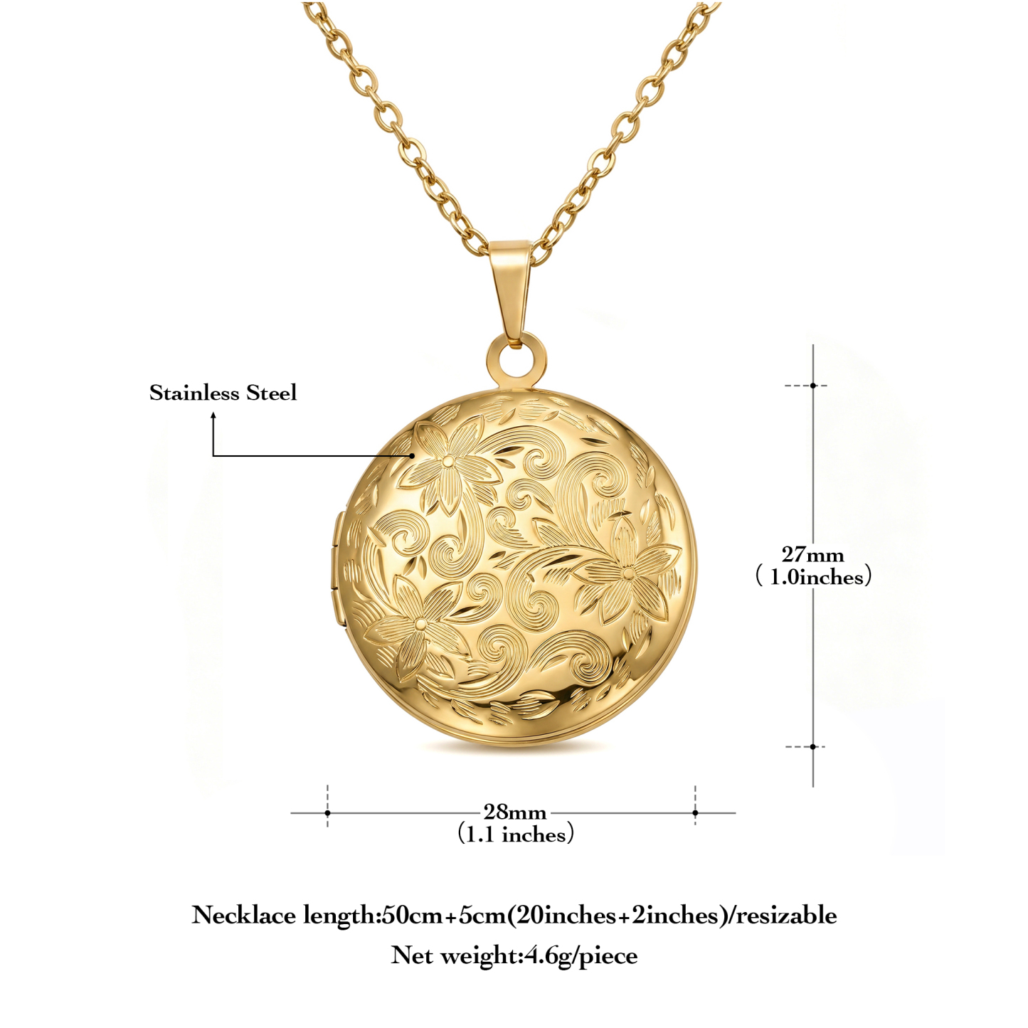 Personalized Locket Necklace Custom with Photo & Text NFC for Women